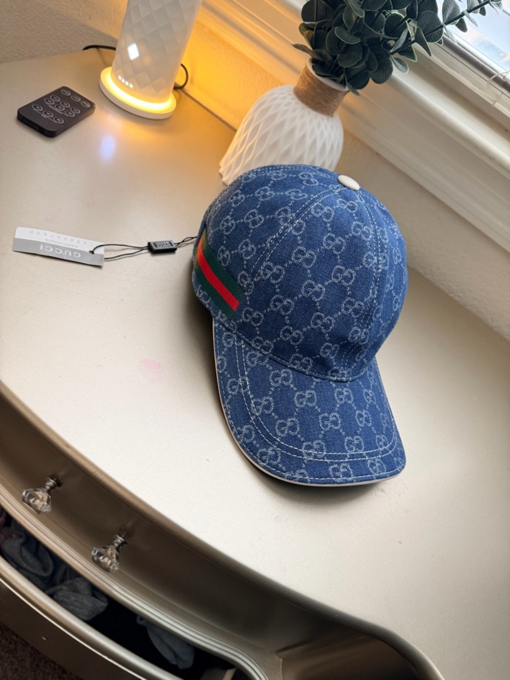 New Gucci  Blue Denim GG Baseball cap with Web detail size M - Picture 7 of 8